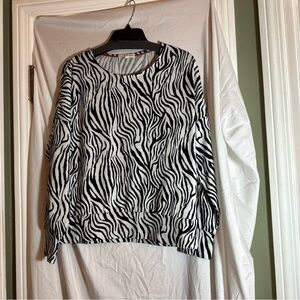 Retrology Zebra Sweatshirt Black White Pullover Women’s Size Medium